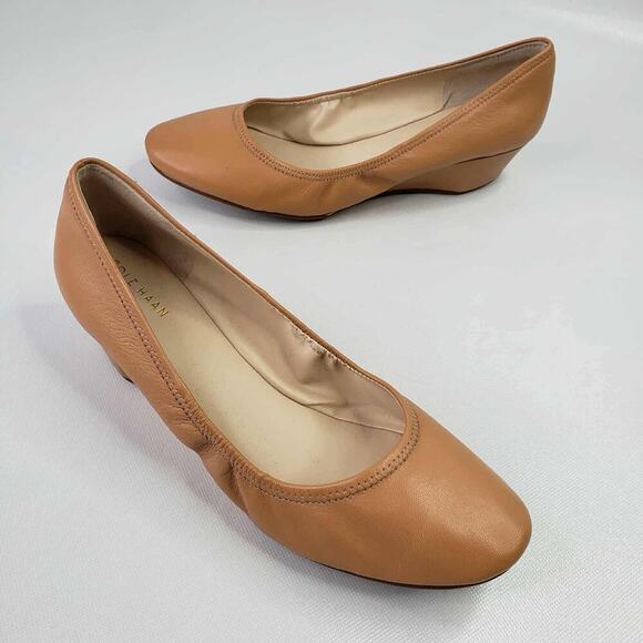 Cole Haan Ballet Flats Wedge Round Toe Women's Slip On Size 9 Tan - Picture 1 of 9